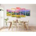 5-PIECE CANVAS PRINT HAYSTACKS IN THE CARPATHIAN MOUNTAINS - PICTURES OF NATURE AND LANDSCAPE - PICTURES