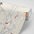 SELF ADHESIVE WALLPAPER BIRDS IN A DENSE FOREST WITH A BEIGE BACKGROUND - SELF-ADHESIVE WALLPAPERS - WALLPAPERS