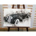 CANVAS PRINT HISTORIC RETRO CAR IN BLACK AND WHITE - BLACK AND WHITE PICTURES - PICTURES