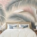 SAMOLEPÍCÍ TAPETA PASTELOVÉ PALMOVÉ LISTY NA BÉŽOVÉ - TAPETY LISTY - TAPETY