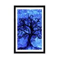 POSTER WITH MOUNT TREE OF LIFE ON A BLUE BACKGROUND - FENG SHUI - POSTERS