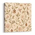 TABLEAU SUR TOILE – OISEAUX PASTEL ET PIVOINES - TABLEAUX DE FLEURS - TABLEAUX