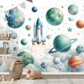 TAPETA DĚTSKÝ VESMÍRNÝ SVĚT S RAKETAMI - DĚTSKÉ TAPETY - TAPETY
