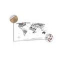 DECORATIVE PINBOARD BLACK AND WHITE MAP WITH A BLUE CONTRAST - PICTURES ON CORK - PICTURES