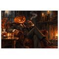QUADRO SU TELA – GENTILUOMO ZUCCA ACCANTO AL CAMINO - QUADRI HALLOWEEN E HORROR - STAMPE E QUADRI