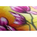 CANVAS PRINT PINK FLOWERS IN ETHNIC STYLE - ABSTRACT PICTURES - PICTURES