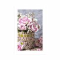 POSTER WITH MOUNT CARNATION FLOWERS IN A MOSAIC POT - VASES - POSTERS