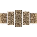 5-PIECE CANVAS PRINT MANDALA WITH AN ABSTRACT NATURAL PATTERN - PICTURES FENG SHUI - PICTURES