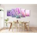 5-PIECE CANVAS PRINT MAGICAL LAVENDER FLOWERS - PICTURES FLOWERS - PICTURES