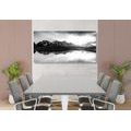 CANVAS PRINT DAZZLING SUNSET OVER A MOUNTAIN LAKE IN BLACK AND WHITE - BLACK AND WHITE PICTURES - PICTURES