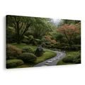 TABLEAU SUR TOILE – JARDIN JAPONAIS AVEC ALLÉE DE PIERRE - TABLEAUX ARBRES ET FEUILLES - TABLEAUX