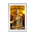 POSTER MIT PASSEPARTOUT BUDDHA-STATUE MIT ABSTRAKTEM HINTERGRUND - FENG SHUI - POSTER