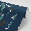 SELF ADHESIVE WALLPAPER BEAUTIFUL BUTTERFLIES IN BLUE DESIGN - SELF-ADHESIVE WALLPAPERS - WALLPAPERS