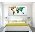 DECORATIVE PINBOARD COLORED POLYGONAL MAP OF THE WORLD - PICTURES ON CORK - PICTURES