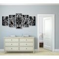 5-PIECE CANVAS PRINT MANDALA OF HEALTH IN BLACK AND WHITE - BLACK AND WHITE PICTURES - PICTURES