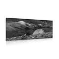 CANVAS PRINT TENT UNDER THE NIGHT SKY IN BLACK AND WHITE - BLACK AND WHITE PICTURES{% if product.category.pathNames[0] != product.category.name %} - PICTURES{% endif %}