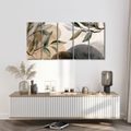 5-TEILIGES WANDBILD ZARTE BLÄTTER UND SCHATTEN - BILDER BÄUME UND LAUB - BILDER
