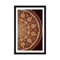 POSTER WITH MOUNT ORNAMENTAL MANDALA WITH A LACE IN BURGUNDY COLOR - FENG SHUI - POSTERS