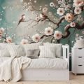 SAMOLEPÍCÍ TAPETA JEMNÉ KVĚTY A PTÁČCI NA VĚTVÍCH - WALLPAPERS - 🔥 TOTAL SALE 🔥