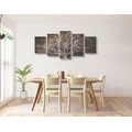 5-PIECE CANVAS PRINT TREE CROWN ON A WOODEN BASE - PICTURES OF TREES AND LEAVES - PICTURES