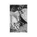 POSTER ROSE AND A HEART IN JUTE IN BLACK AND WHITE - BLACK AND WHITE - POSTERS