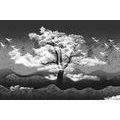 WALLPAPER BLACK AND WHITE TREE COVERED IN CLOUDS - BLACK AND WHITE WALLPAPERS - WALLPAPERS