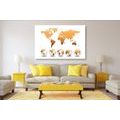 CANVAS PRINT GLOBES WITH A WORLD MAP - PICTURES OF MAPS - PICTURES