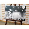 CANVAS PRINT MOON FAIRY IN BLACK AND WHITE - BLACK AND WHITE PICTURES - PICTURES