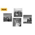 CANVAS PRINT SET NEW YORK CITY IN BLACK AND WHITE - SET OF PICTURES - PICTURES
