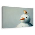 WANDBILD WEIHNACHTSSCHNEEMANN MIT VÖGELCHEN - WEIHNACHTS- UND WINTERBILDER - BILDER