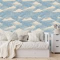 TAPETA MODRÉ VLNY S BÍLÝMI OBLAKY - VZOROVANÉ TAPETY - TAPETY