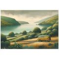 TAPETA RETRO DODÁVKA V MALEBNÉ KRAJINĚ - TAPETY POLE A LOUKY - TAPETY