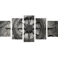 5-PIECE CANVAS PRINT NAUTICAL HELM - BLACK AND WHITE PICTURES - PICTURES