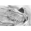 CANVAS PRINT FREE ANGEL IN BLACK AND WHITE - BLACK AND WHITE PICTURES - PICTURES