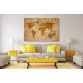 CANVAS PRINT OLD WORLD MAP WITH A COMPASS - PICTURES OF MAPS - PICTURES