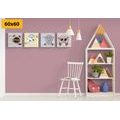 CANVAS PRINT SET ANIMALS IN CHILDREN'S DESIGN - SET OF PICTURES - PICTURES