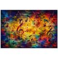 SELBSTKLEBENDE TAPETE BUNTE MUSIKNOTEN AUF HOLZ - MUSIK FOTOTAPETEN - TAPETEN