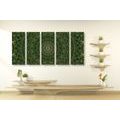 QUADRO IN 5 PARTI MANDALA DECORATIVO IN VERDE - QUADRI FENG SHUI - QUADRI