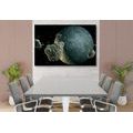 CANVAS PRINT METEORITES AROUND THE PLANET - PICTURES OF SPACE AND STARS - PICTURES