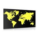 CANVAS PRINT YELLOW MAP ON A BLACK BACKGROUND - PICTURES OF MAPS - PICTURES