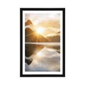 POSTER MIT PASSEPARTOUT WUNDERSCHÖNER SONNENAUFGANG IN NEUSEELAND - NATUR - POSTER