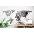 SELF ADHESIVE WALLPAPER POLYGONAL MAP OF THE WORLD IN BLACK AND WHITE - SELF-ADHESIVE WALLPAPERS - WALLPAPERS