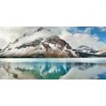 CANVAS PRINT LAKE NEAR A MAGNIFICENT MOUNTAIN - PICTURES OF NATURE AND LANDSCAPE - PICTURES