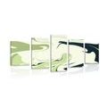 5-PIECE CANVAS PRINT ABSTRACT MATERIAL PATTERN GREEN - ABSTRACT PICTURES - PICTURES