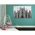 CANVAS PRINT CATHEDRAL IN MILAN IN BLACK AND WHITE - BLACK AND WHITE PICTURES - PICTURES