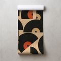TAPETE RETRO-VINYLPLATTEN AUF BEIGEM HINTERGRUND - MUSIK FOTOTAPETEN - TAPETEN