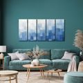 TABLEAU EN 5 PARTIES – ABSTRACTION BLEUE EN APLATS - IMAGES FORMES ABSTRAITES - TABLEAUX