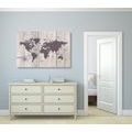 CANVAS PRINT BROWN MAP ON A WOODEN BACKGROUND - PICTURES OF MAPS - PICTURES