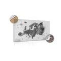 DECORATIVE PINBOARD RETRO MAP OF EUROPE IN BLACK AND WHITE - PICTURES ON CORK - PICTURES