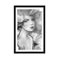 POSTER WITH MOUNT WOMAN'S CHARM IN BLACK AND WHITE - BLACK AND WHITE - POSTERS